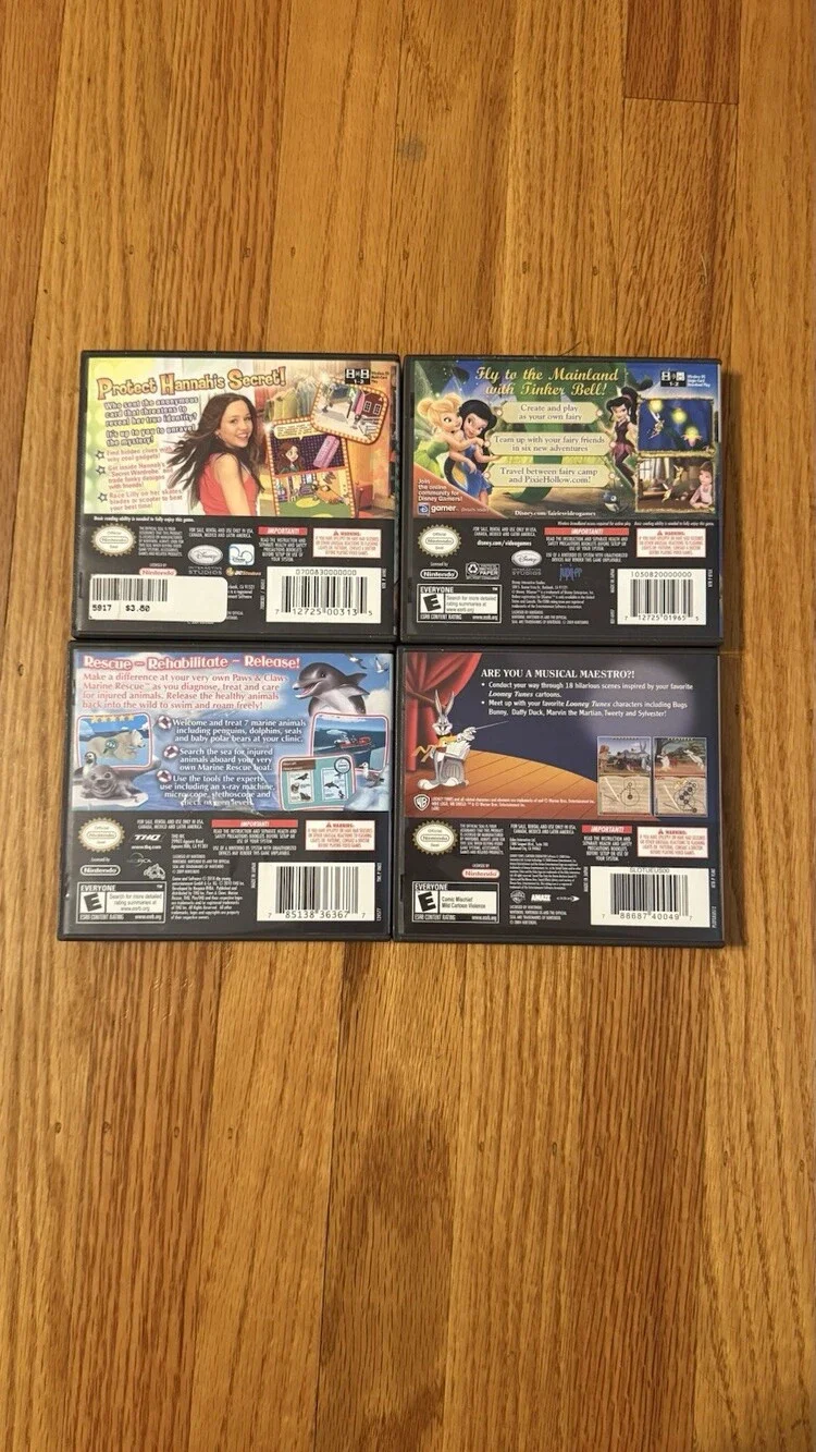 Nintendo DS Game Bundle: Hannah Montana Tinker Bell Marine Rescue Looney